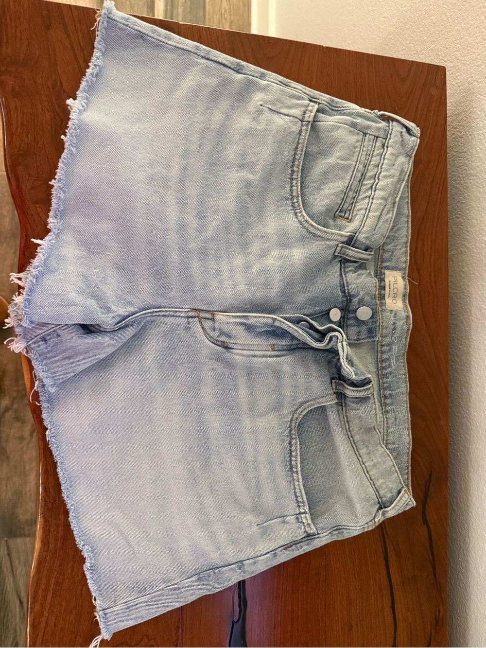 Pilcro Light Blue Frayed Hem Denim Shorts